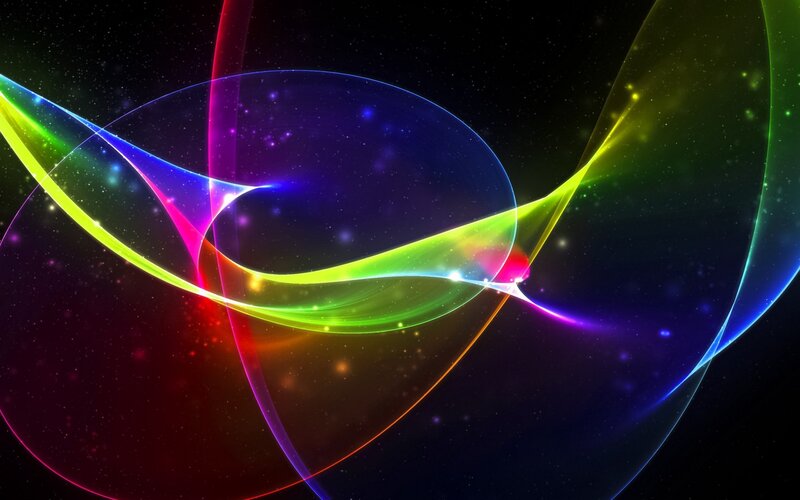 Colorful Light Waves — Green, Dynamic, Night, Abstract, Stars