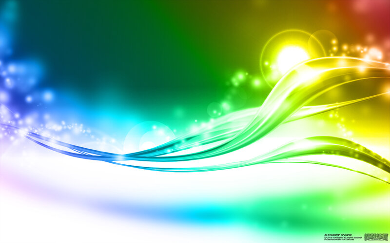 Colorful Light Waves — Green, Vibrant, Digital Art