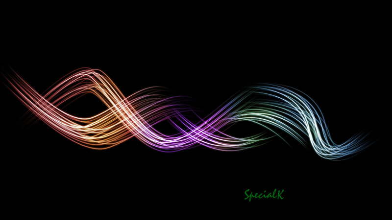 Colorful light waves on black
