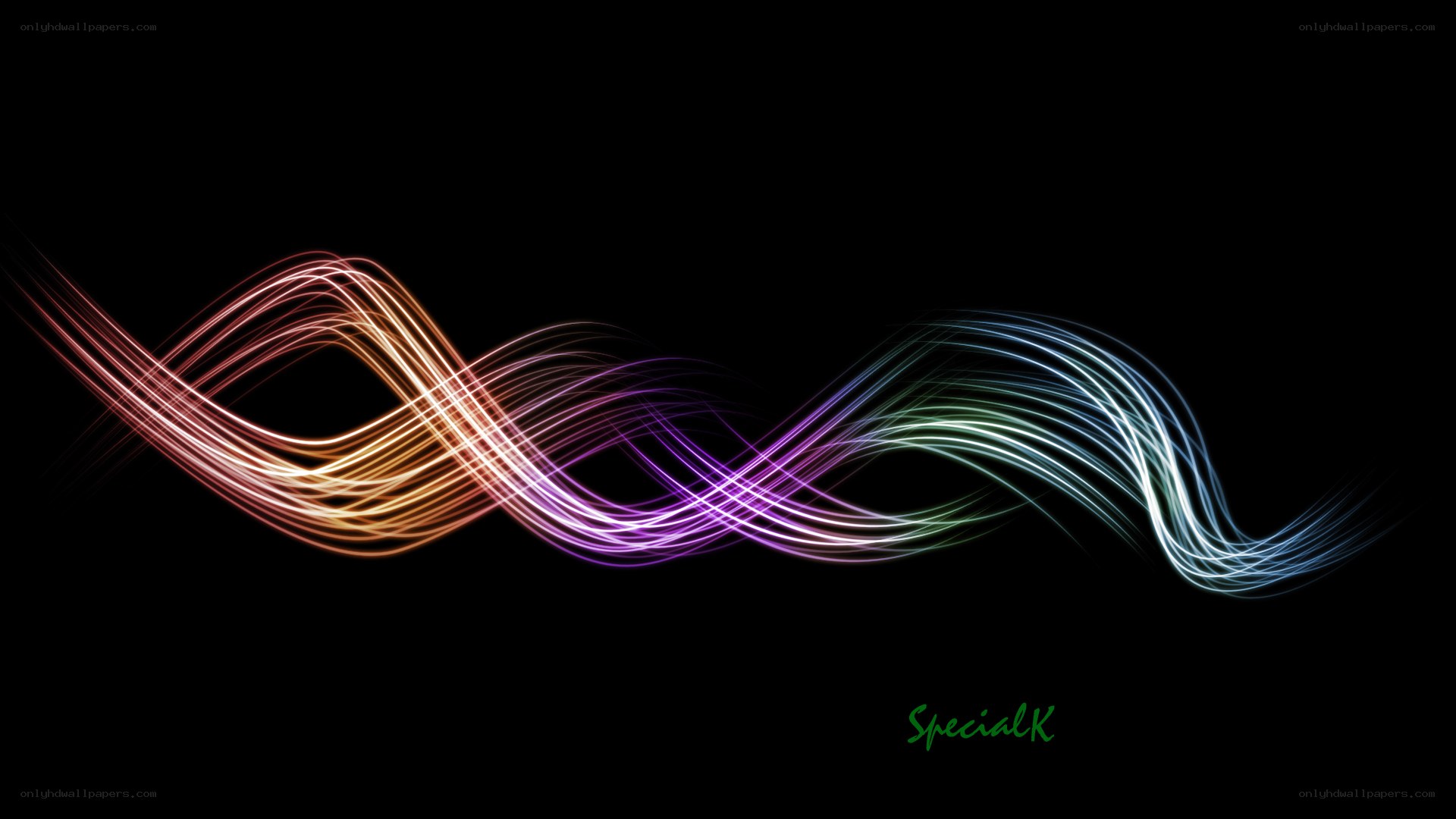 Colorful light waves on black