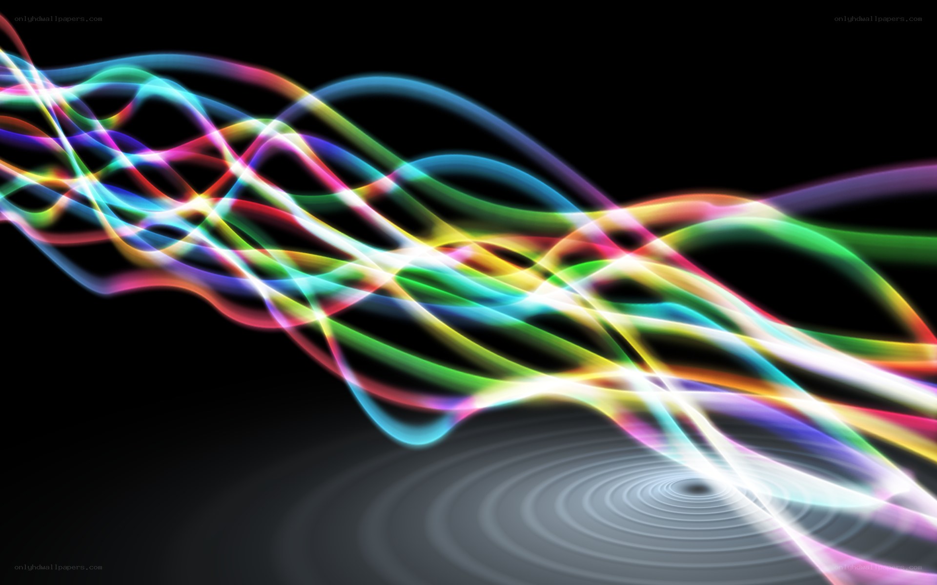 Colorful light waves on black