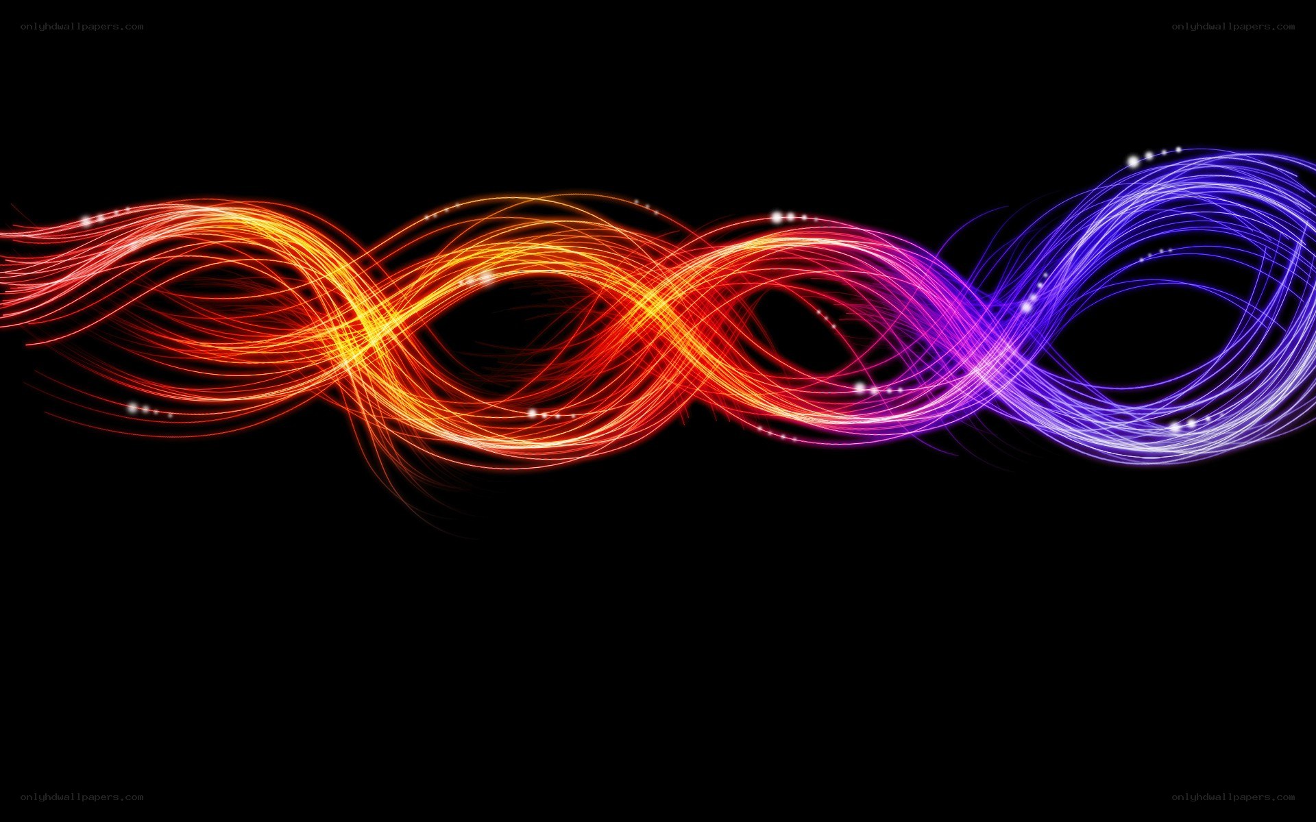 Colorful light waves on black