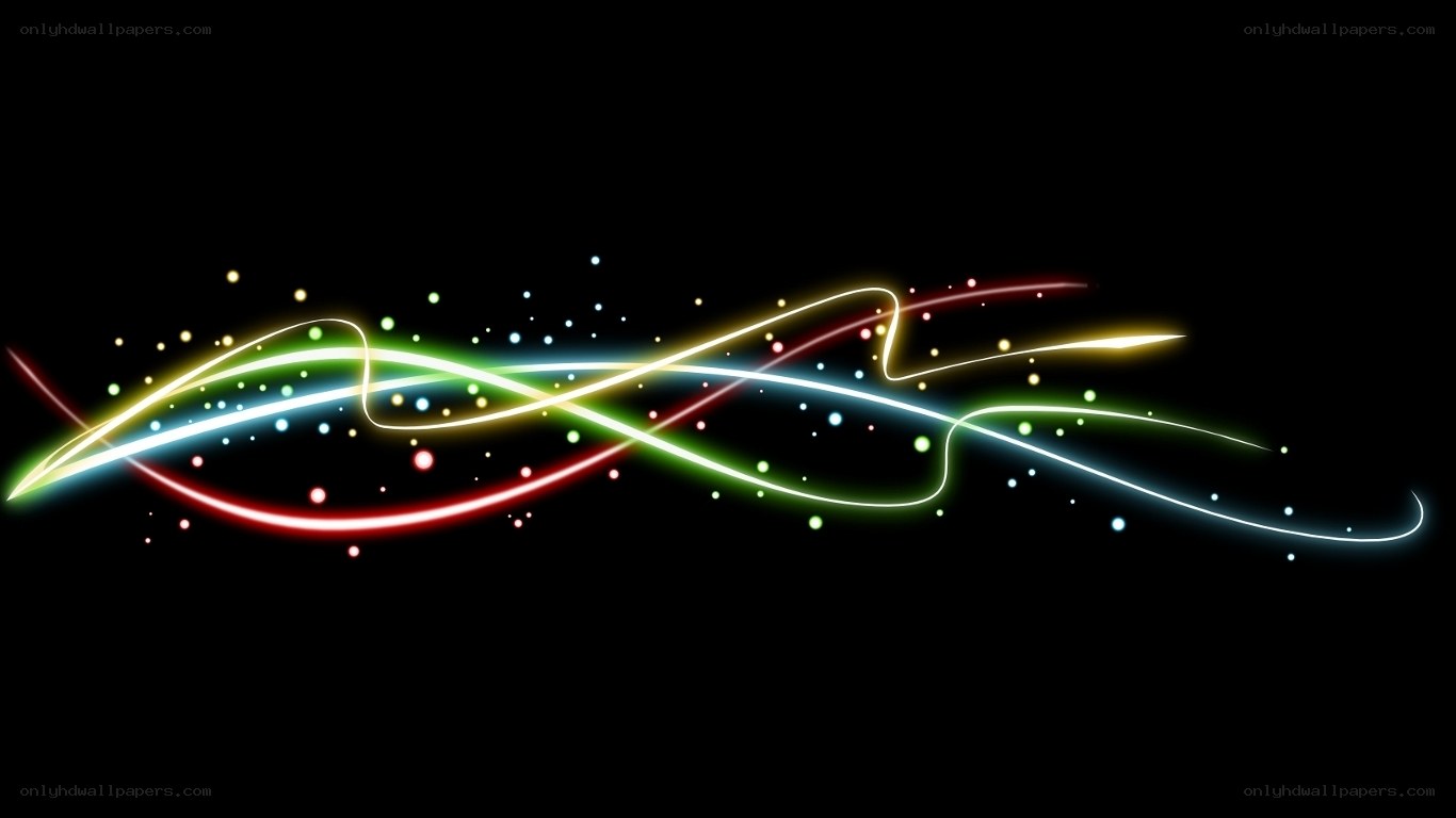 Colorful light waves on black