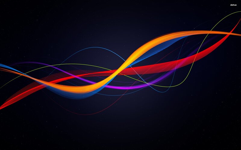 Colorful Light Waves — Orange, Dynamic, Night, Abstract