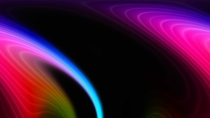Colorful Light Waves — Purple, Dynamic, Abstract, Curves, Black Background