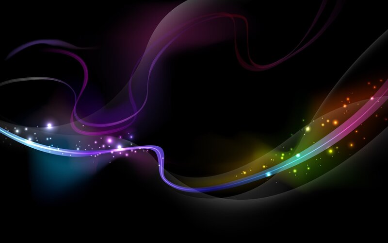 Colorful Light Waves — Purple, Dynamic, Abstract, Light Streaks, Glowing Particles, Dark Background