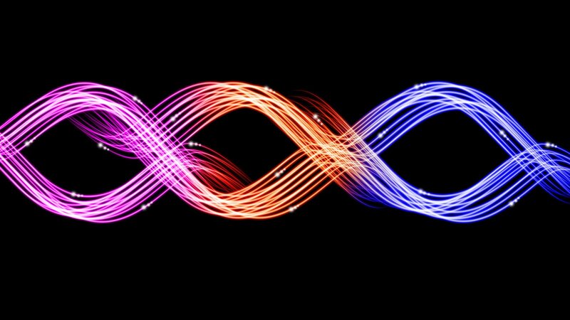 Colorful Light Waves — Purple, Dynamic, Abstract, Light Trails, Black Background