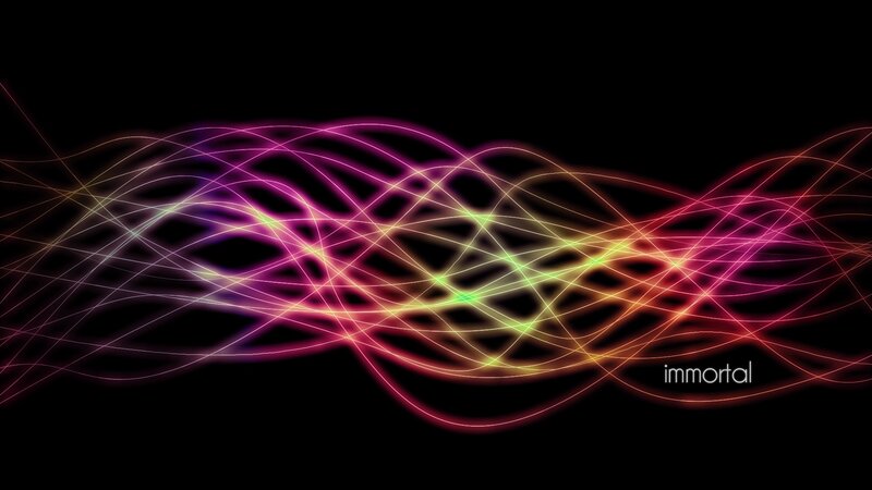 Colorful Light Waves — Purple, Dynamic, Abstract, Lines, Text
