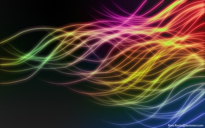 Colorful Light Waves — Purple, Dynamic, Abstract, Lines, Yellow