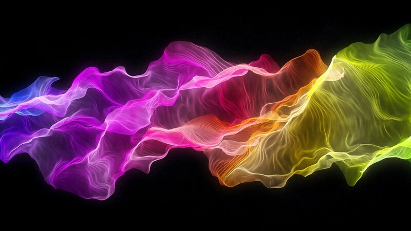 Colorful Light Waves — Purple, Dynamic, Abstract, Smoke