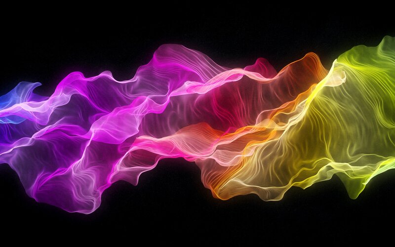 Colorful Light Waves — Purple, Dynamic, Digital Art, Smoke