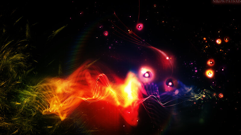Colorful Light Waves — Red, Dramatic