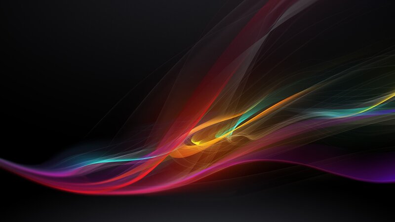 Colorful Light Waves — Red, Dynamic, Abstract, Dark Background