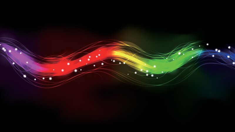 Colorful Light Waves — Red, Dynamic, Abstract, Dots, Green