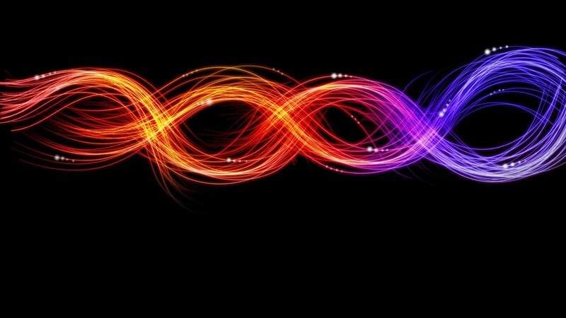 Colorful Light Waves — Red, Dynamic, Abstract, Light Trails, Infinity Symbol