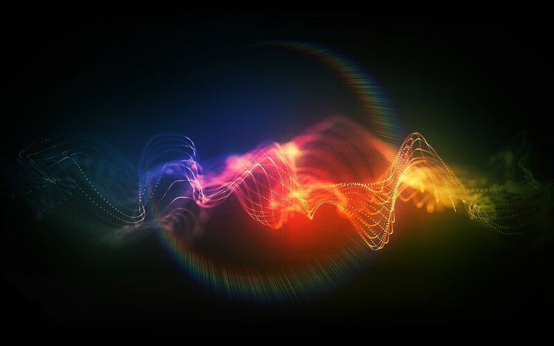 Colorful Light Waves — Red, Dynamic, Abstract, Particles