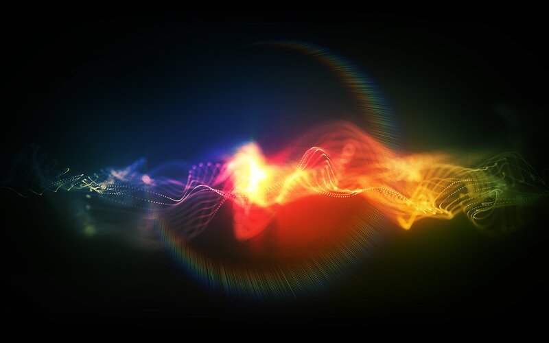 Colorful Light Waves — Red, Dynamic, Abstract, Particles, Wave, Orange