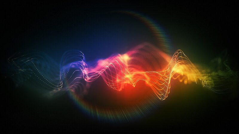 Colorful Light Waves — Red, Dynamic, Digital Art, Particles
