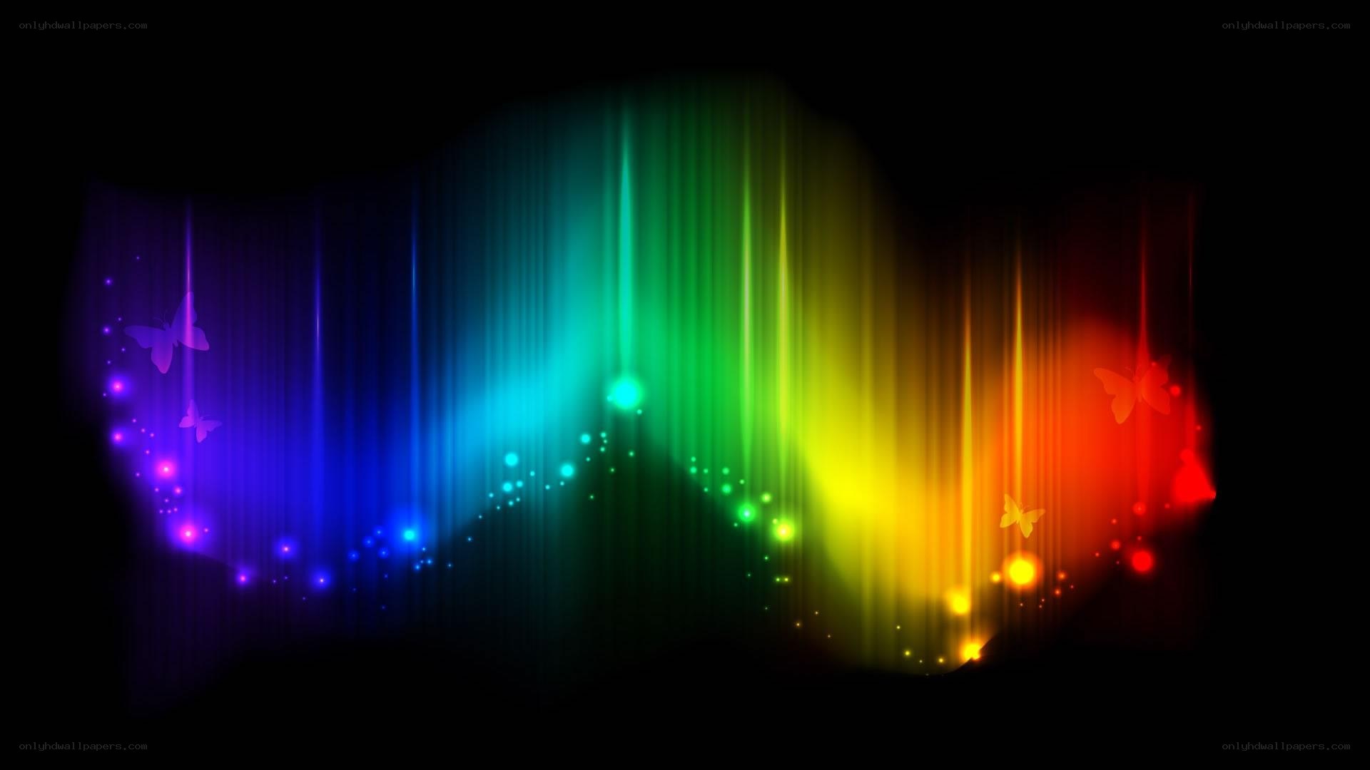colorful light waves with butterflies