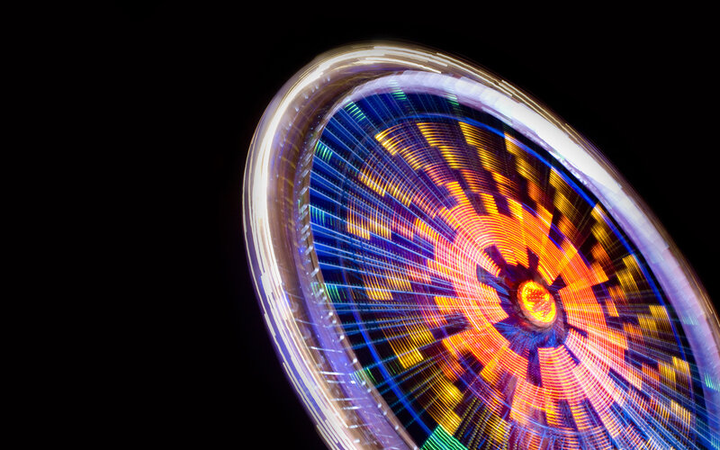 Colorful light wheel at night