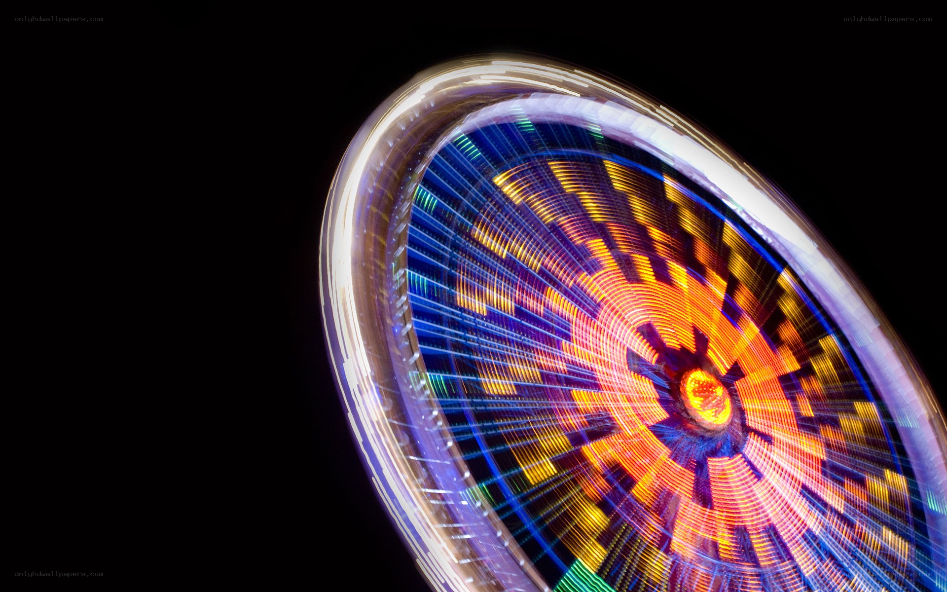 Colorful light wheel at night