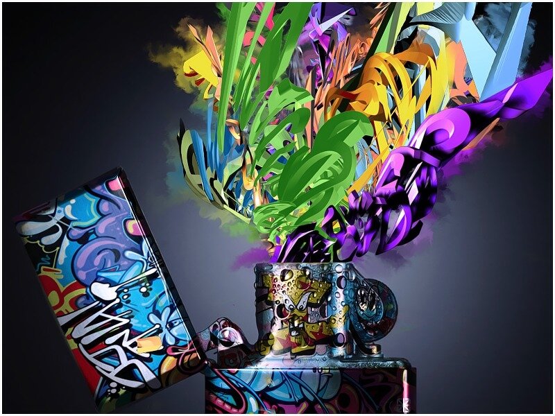 Colorful Lighter with Graffiti