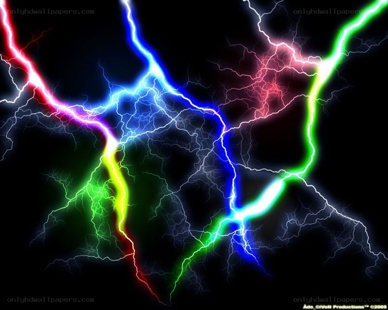 Colorful lightning bolts