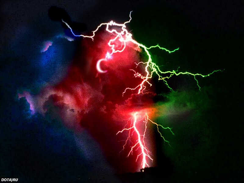 Colorful Lightning Storm — Red