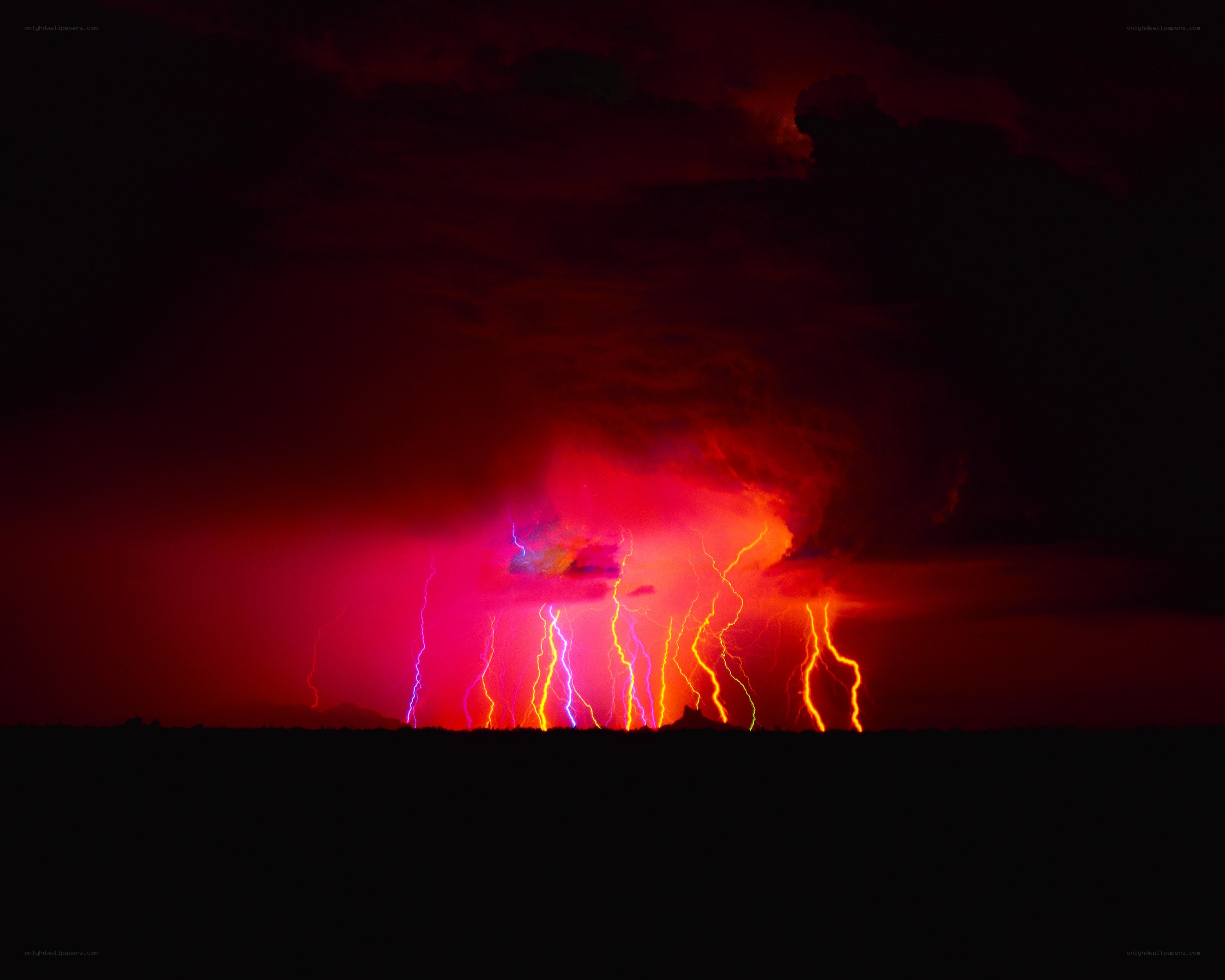 Colorful lightning storm