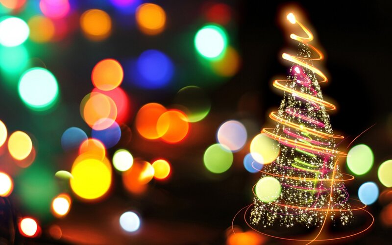 colorful lights on a christmas tree
