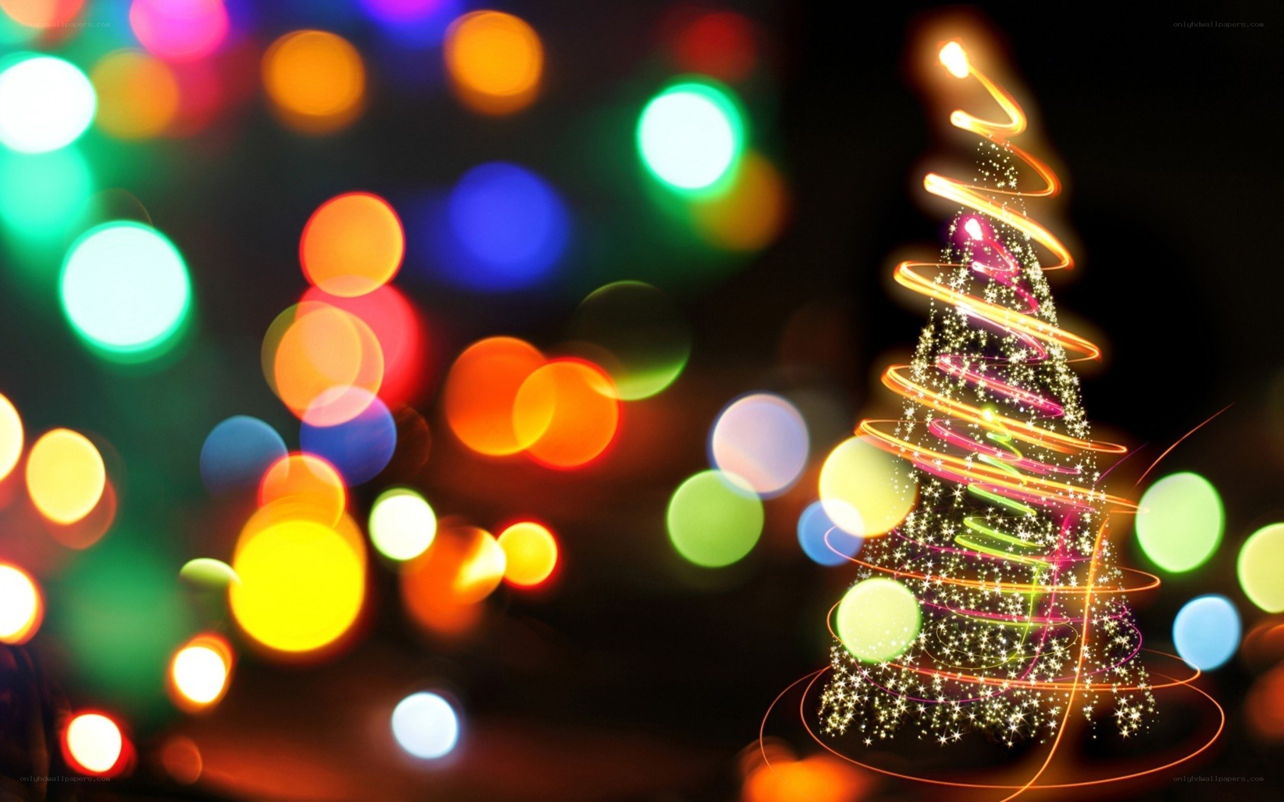 colorful lights on a christmas tree