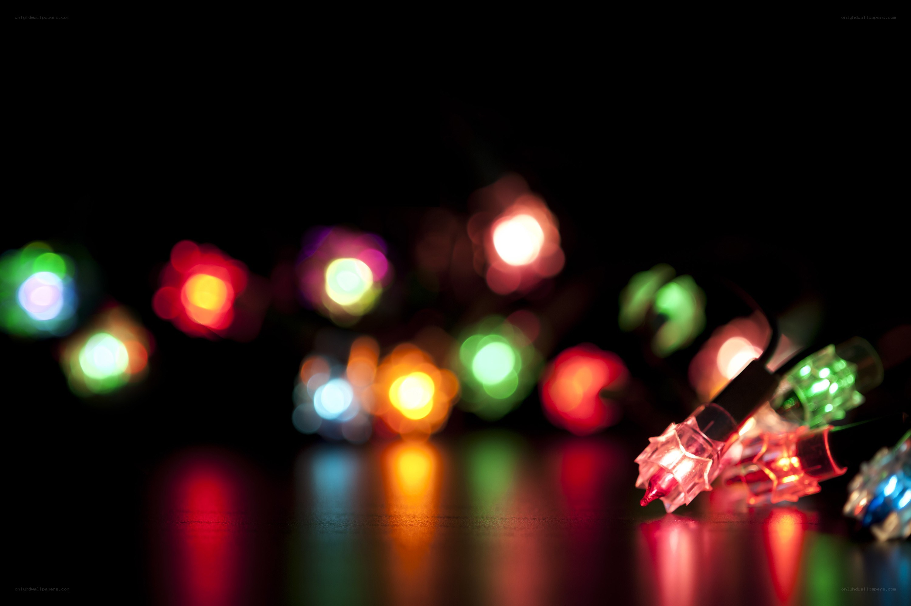 Colorful lights on dark surface