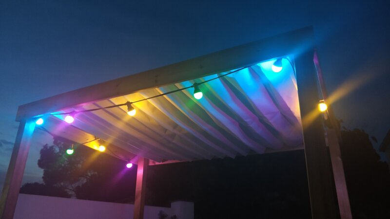 Colorful Lights on Pergola
