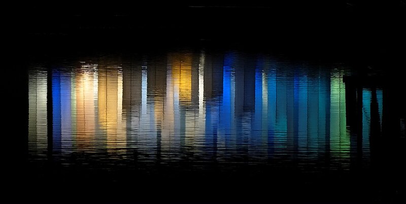 Colorful Lights on Water — Blue