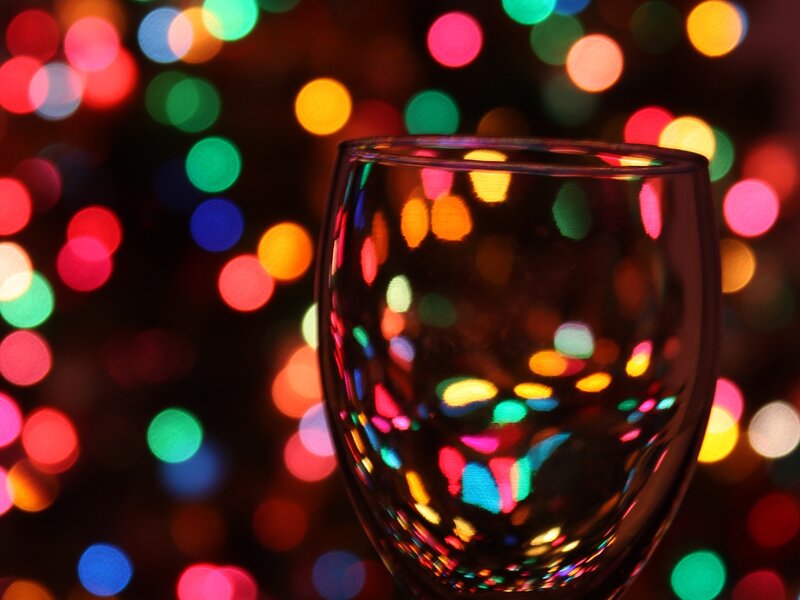 Colorful lights through a glass