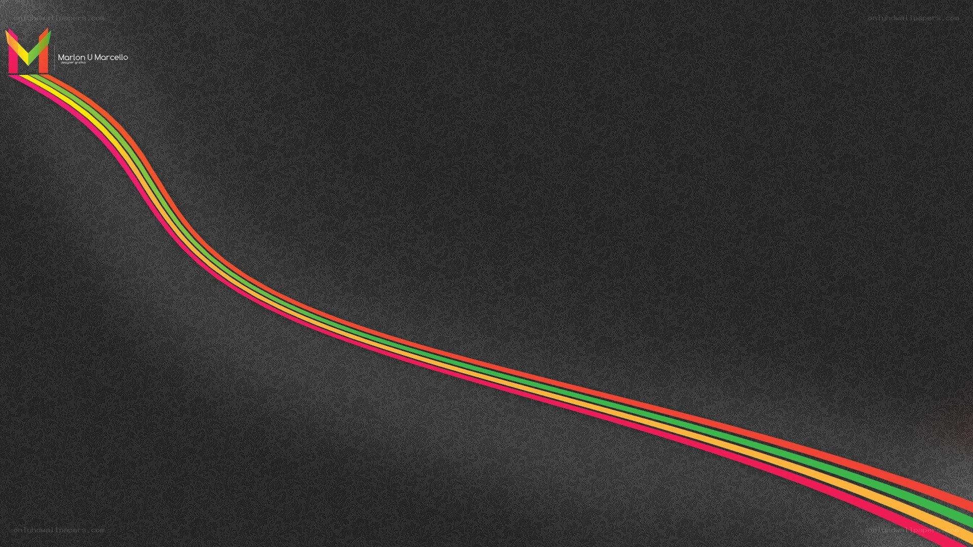 Colorful line on dark background