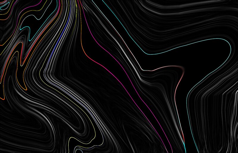 Colorful Lines on Black — Dynamic, Abstract, Curves