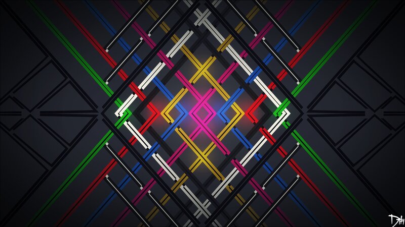 Colorful Lines on Dark Background — Black, Dynamic, Abstract, Grid