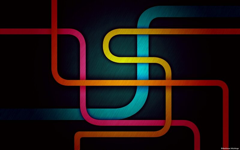 Colorful Lines on Dark Background — Black, Dynamic