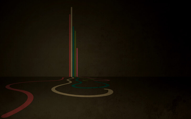 Colorful lines on dark floor