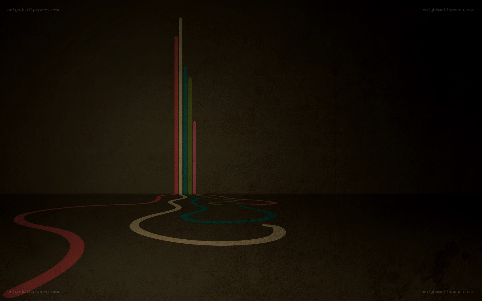 Colorful lines on dark floor