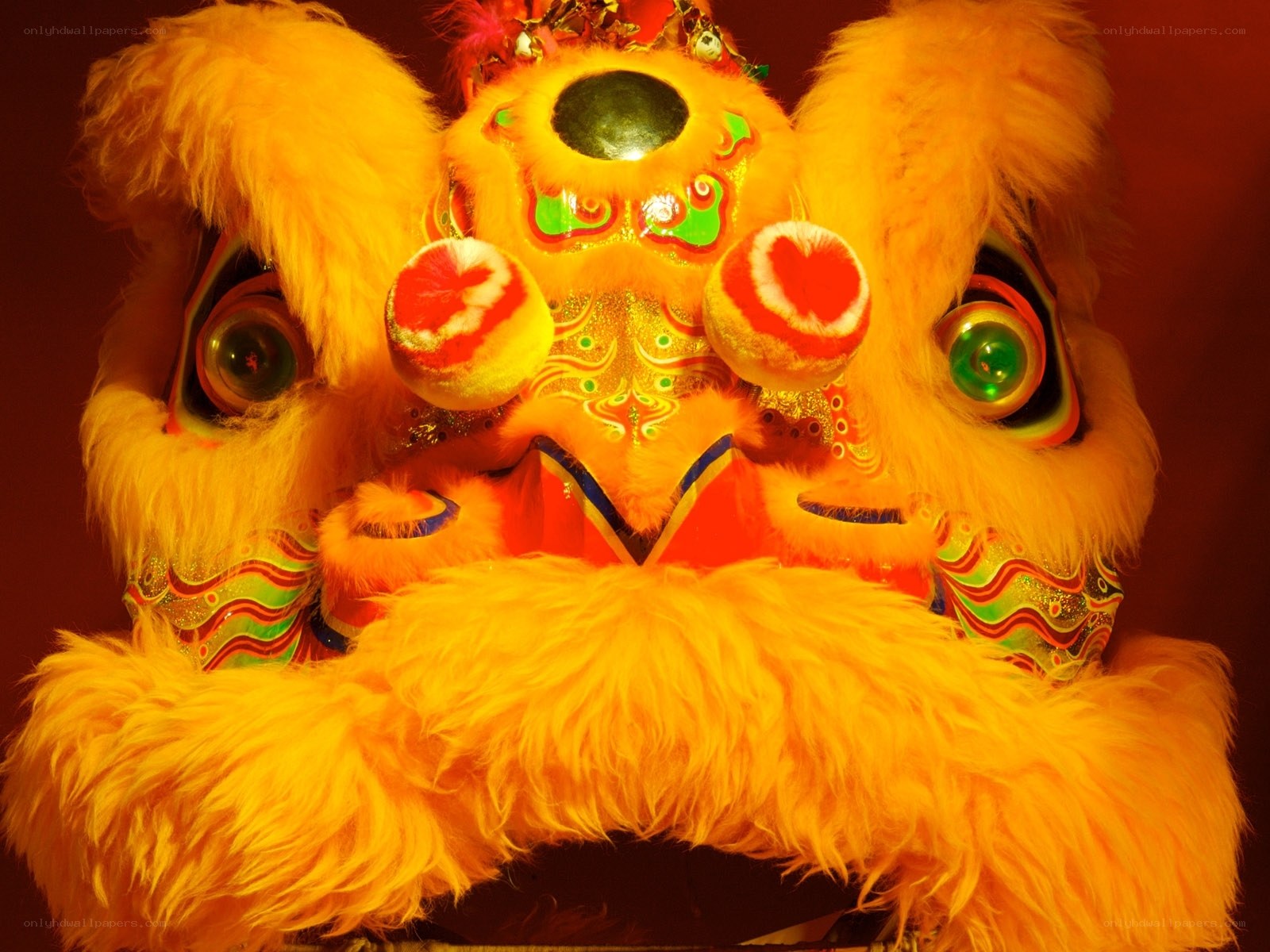 Colorful lion dance costume