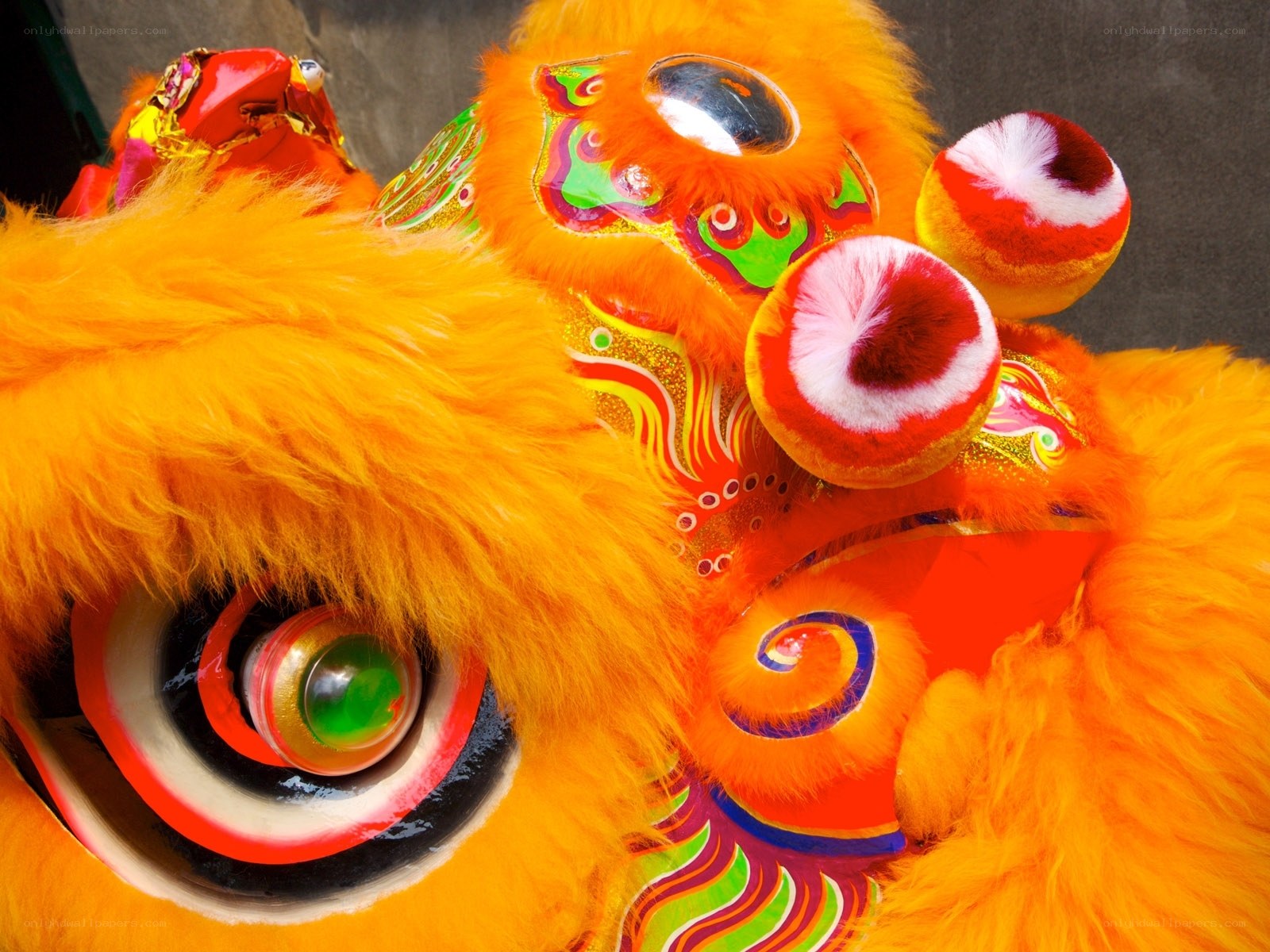 Colorful lion dance costumes