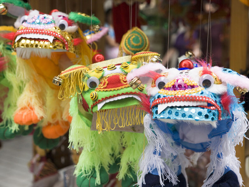 Colorful Lion Dance Heads