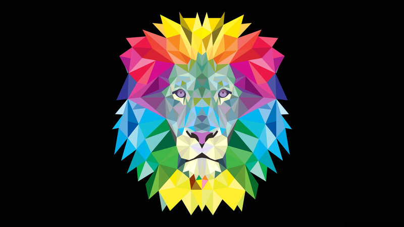Colorful Lion Head — Blue