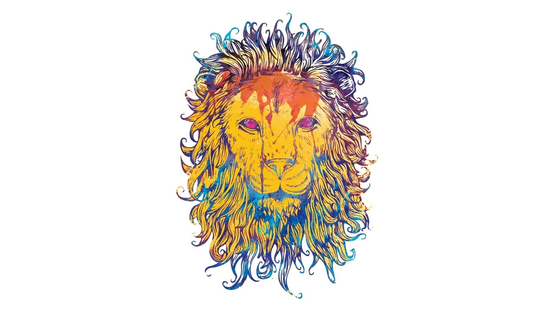 colorful lion head illustration