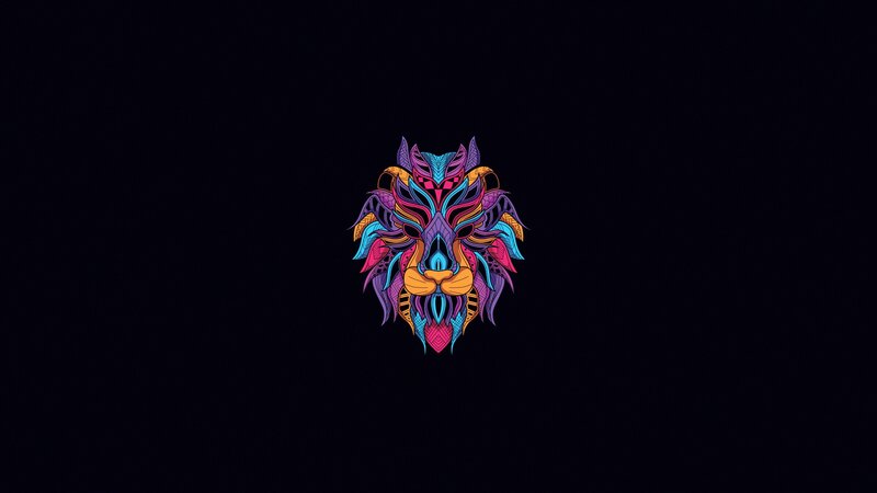 Colorful Lion Head — Purple