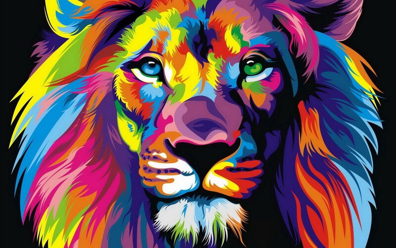 Colorful Lion Head — Yellow