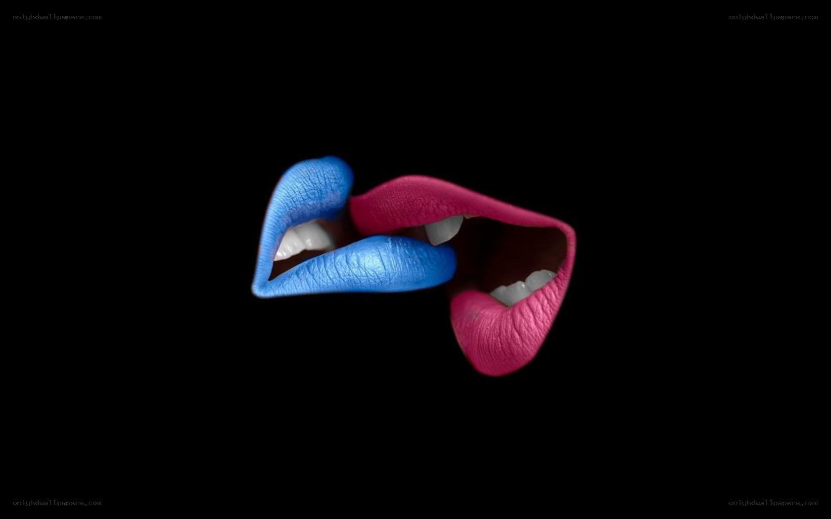 colorful lips on black background