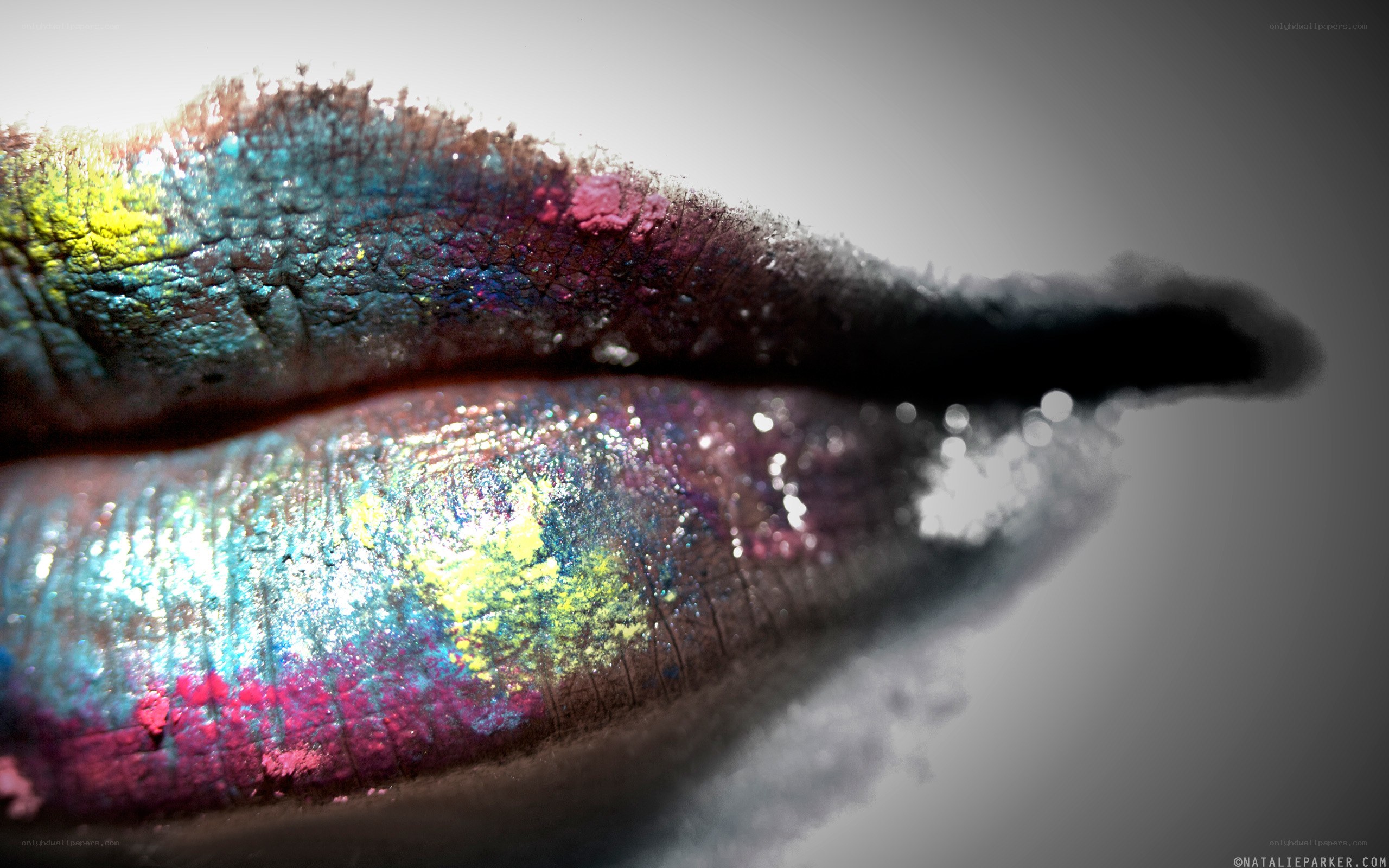 colorful lips with glitter